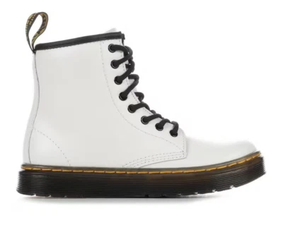 Dr. Martens Junior 1460 白色皮革系带拉链战斗靴男女通用 3 码 — 第 1/4 张图片