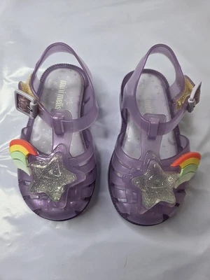 Mini Melissa Niñas Pequeñas Jalea Sandalia Púrpura Talla 6 Estrella Arco Iris Brillo Zapatos Foto 1 de 4