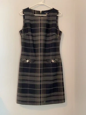 Vestido para mujer Tommy Hilfiger estilo funda azul blanco formal a cuadros talla 10 Foto 1 de 4