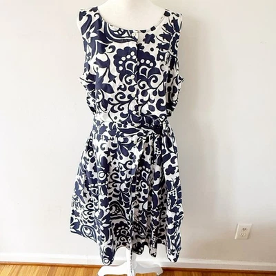 Vestido Talbots Mujer Floral Algodón Popelina Cinturón Abotonado Talla 18WP Preppy Oficina Foto 1 de 4