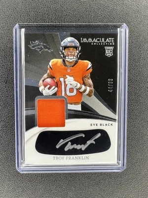 2024 Immaculate Troy Franklin Eye Black Patch Auto /99 DENVER BRONCOS RPA - Image 1 of 2