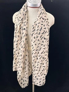 Black tan cats long neck scarf 62 x 28 sheer polyester - Picture 1 of 6