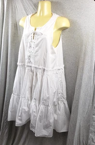 NUEVO J Crew Mujer MEDIANO Blanco Algodón Popelina Con Cordones Mini Vestido Cottagecore Nuevo con Etiquetas - Imagen 1 de 17