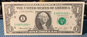 Gem UNC 1974 $1 Minneapolis district Star Note Federal Reserve Note * - Picture 1 of 3