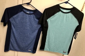 New 2 Osh Kosh B’Gosh Boys Moisture Wick Short Sleeve Shirts Size 12 Blue & Teal - Picture 1 of 11