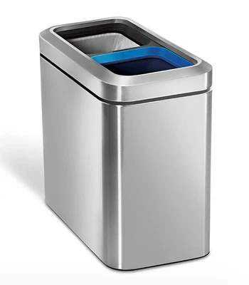 Papelera de reciclaje doble abierta delgada simple humana 20L con forros Foto 1 de 2