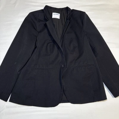 Old Navy Ponte 弹力经典西装外套单扣黑色西装夹克衬里大号 — 第 1/4 张图片