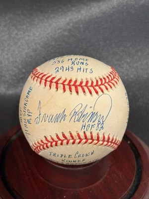 HOF Frank Robinson Autograph Full Hand Written Stat Ball Signed JSA COA RARE - Image 1 of 4