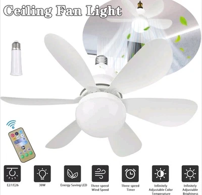 Modern LED Ceiling Fan with Light Dimmable Bedroom Living Room Fan Lamp & Remote - Image 1 of 2