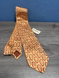 TINO COSMA Silk Necktie Vintage ITALY Luxury Designer GEOMETRIC Orange NWT - Picture 1 of 5