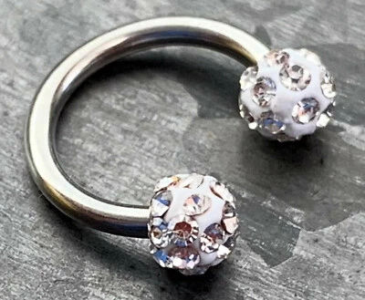 1 pieza Cristal Pavimentado Bolas Ferido Anillo Herradura Labio Pezón Tabique Barra Circular Foto 1 de 4