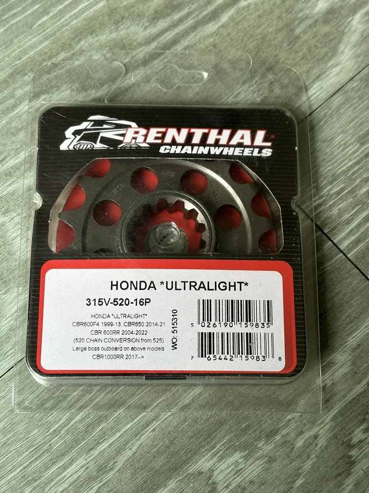 Nuevo piñón Renthal 315V-520-16P Honda CBR600RR, CBR1000RR, CBR600F, CBR650 Foto 1 de 2