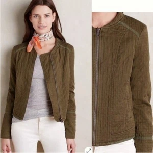 Chaqueta de montar acolchada Anthropologie M Hei Hei forrada en oliva ecuestre dinero antiguo - Imagen 1 de 12