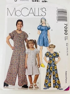 Vintage McCall's Childrens & Girls Jumpsuit Romper 90s Pattern #7090 UNCUT 10-14 - Picture 1 of 2