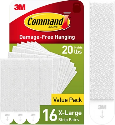 20 Lb XL Heavyweight Picture Hanging Strips 16 Pairs (32  Strips), Damage Free H Foto 1 de 4