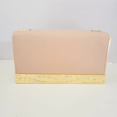 Bandolera Ted Baker London Cuero Diseñador Melocotón Beige Dorado Cocodrilo Foto 1 de 4