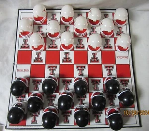 Texas Tech Black & White Football Helmet Checkers Set RARE TTBWFCS-1 - Picture 1 of 15
