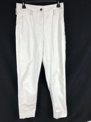 Pantalones IRO Cintura Alta Talla 36 4 Pequeños Algodón Popelina Crudo Marfil Cónico 30x29 Foto 1 de 4