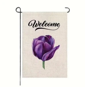 Beautiful Purple Tulip Welcome Garden Flag 12"x18" - Picture 1 of 1