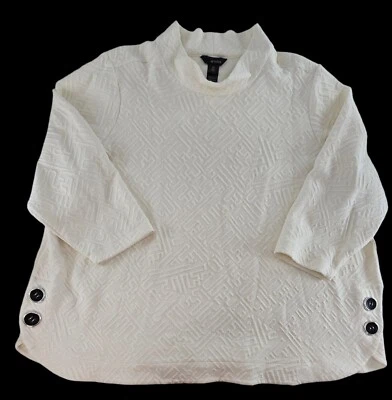 Túnica Ali Miles para mujer 3X marfil texturizada tejido cuello embudo manga 3/4 nueva con etiquetas Foto 1 de 4
