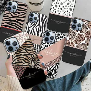 Personalised Name Phone Animal Case Print Cover For iPhone 15 16 Pro Max 13 14 8 - Picture 1 of 102