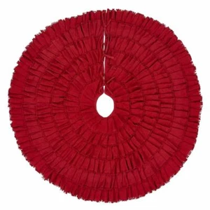 Red Burlap Ruffled Tree Skirt 48 - Picture 1 of 1
