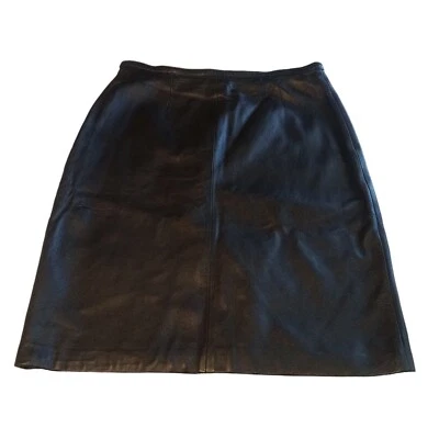Falda lápiz vintage Mix It MIXIT de cuero auténtico suave para mujer talla 8 negra  Foto 1 de 4