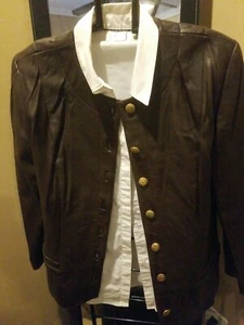 Womens SPIEGLE Leather Jacket Brown 8 - Picture 1 of 5