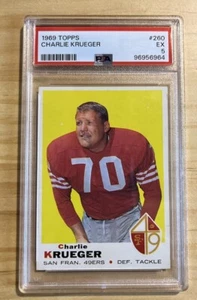 1969 TOPPS PSA 5 NFL HOF Charlie Krueger #260 San Francisco 49er’s Football Card - Picture 1 of 2