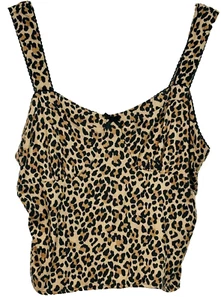 NWT Sienna Sky Sleeveless Crop Top Elastic Back Brown Black Animal Print Size XL - Picture 1 of 10
