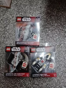 New Lego Star Wars Millennium Falcon Vader Tie Y Wing Key Chain Ring Bag Charm - Picture 1 of 7