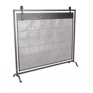 Litton Lane Fireplace Screen Black Metal Geometric Grid Mesh 1-Panel - Picture 1 of 12