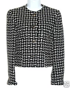KARL LAGERFELD LADIES' WOMEN'S JACKET PURE WOOL BLACK & WHITE SIZE UK 8 BUST 36" - Picture 1 of 6