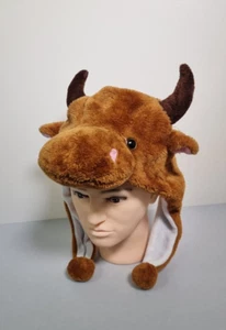 Winter Cosplay Toy Warm Cow Hat Stuffed Animals Windproof Hat Brown (H) - Picture 1 of 7