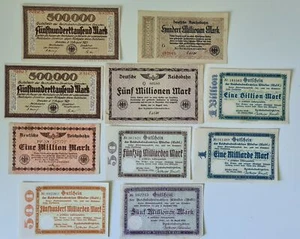 Notgeld Deutsche Reichsbahn Lot von 10 Geldscheinen - Picture 1 of 1