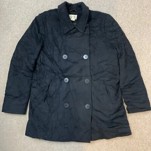 LL Bean Women’s Pea Coat 16 Wool Cashmere Double Breasted Thinsulate Lined Black - Picture 1 of 5