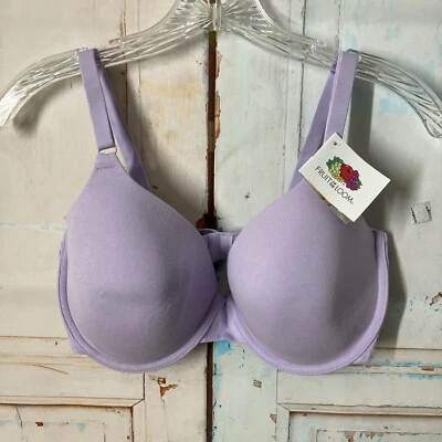 Sujetador camiseta de algodón para mujer Fruit of the Loom púrpura FT797PK talla 38D nuevo con etiquetas Foto 1 de 4
