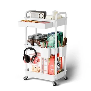 3 Tier Rolling Cart Organizerlaundry Room Bathroom Organizers And Storage Office - Picture 1 of 7