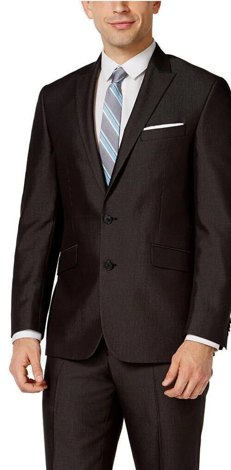 Abrigo deportivo Kenneth Cole para hombre micro rayas ajustado, negro, 40R Foto 1 de 1