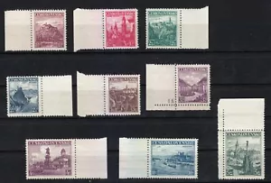 Checoslovaquia 1936 MNH Mi 351-359 Sc 218-226 Lugares para visitar. Castillos. Placa ** - Imagen 1 de 2