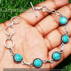 Turquoise Gemstone Ethnic Handmade Fashion Bracelet Jewelry 9" BR-4062 - Picture 1 of 1