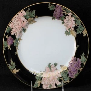Fitz & Floyd CLOISONNE PEONY BLACK Dinner Plate A+ CONDITION - Picture 1 of 5