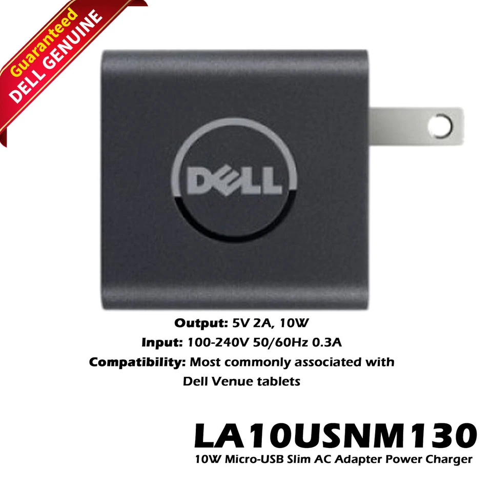 Genuine Dell Venue 7 8 10 Pro 5050 Tablet AC Wall Charger 10W HA10USNM130 - Image 1 of 4