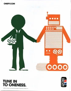 2005 PRINT AD - PEPSI - PEPSI ONE AD - TUNE IN TO ONENESS...ONEIFY.. WEIRD ROBOT - Picture 1 of 1