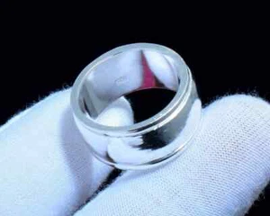 Anillo banda giratoria de plata esterlina 925 sólida anillo hecho a mano de meditación todos los tamaños - Imagen 1 de 6