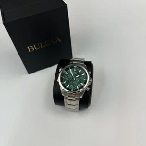 Bulova Men's Quartz Marine Star Stainless Steel green Dial Watch 43mm 96B396 - Picture 1 of 8