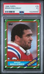 1986 TOPPS #35 BRIAN HOLLOWAY PSA 5 EX NEW ENGLAND PATRIOTS - Picture 1 of 2
