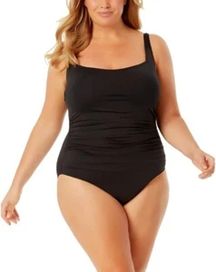 Anne Cole L145258 Black Classic Square Neck One-Piece Swimsuit Size 16W - Picture 1 of 4