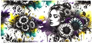 Pretty Girl Sunflowers - 16 Oz UV DTF Transfer Vinyl Sticker - Decal Cup Wrap - Picture 1 of 1