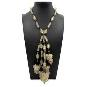Antica collana ceca anni 20 vetro smerigliato sautoir art deco flapper nappa uva - Foto 1 di 11
